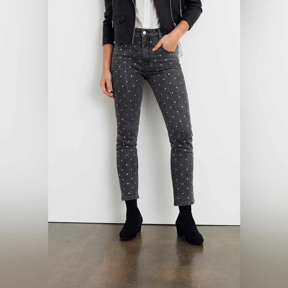 Anthropologie x Pilcro Ultra High-Rise Beaded Straight Jeans - size 30 (NWT)